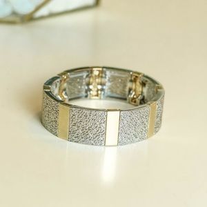 Gold & Silver Stretchy block bracelet